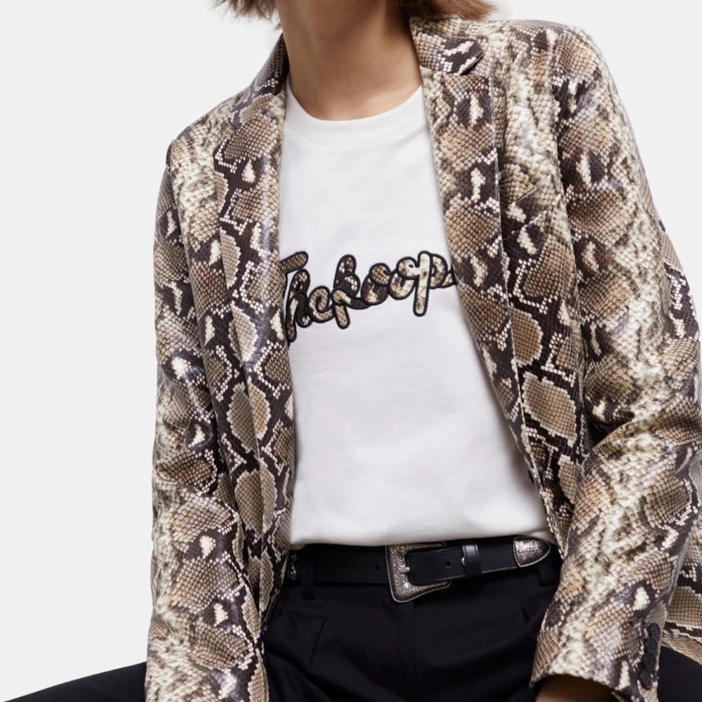 🔥 NWT The Kooples Leather Snakeskin-Effect Blazer | 100% Calfskin | RARE $1115 - Picture 2 of 13